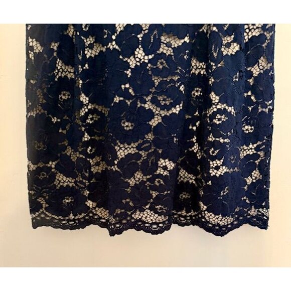 Navy Blue 10 Sleeveless Lace Dress Bodycon Romantic Holiday Party Sheer Glam - Picture 5 of 10